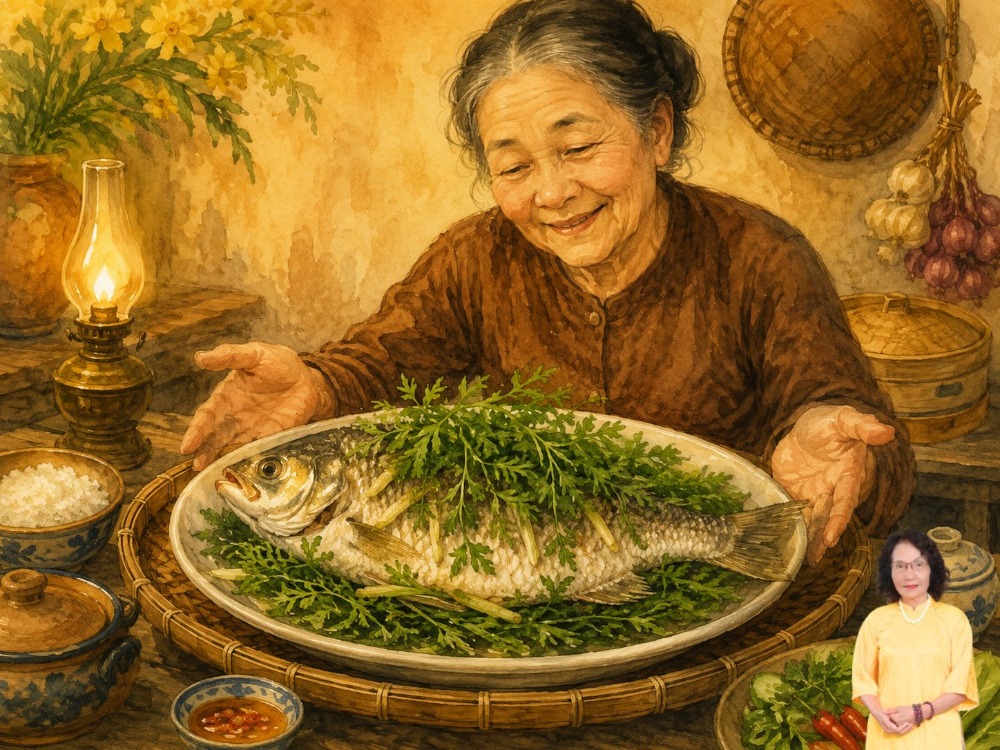 Cá hấp lá đinh lăng