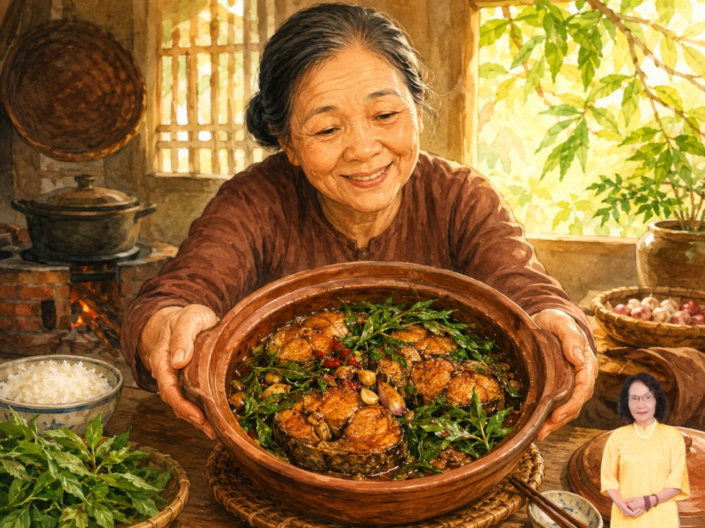 Cá kho lá đinh lăng Cá kho lá đinh lăng