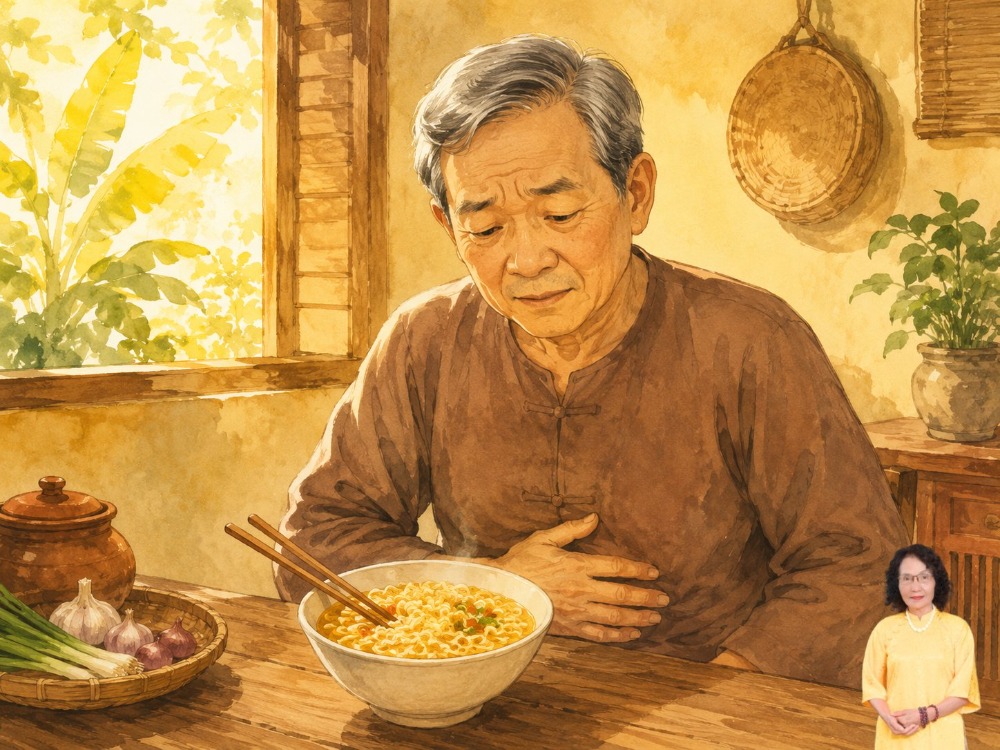 Đau dạ dày có ăn mì tôm được không