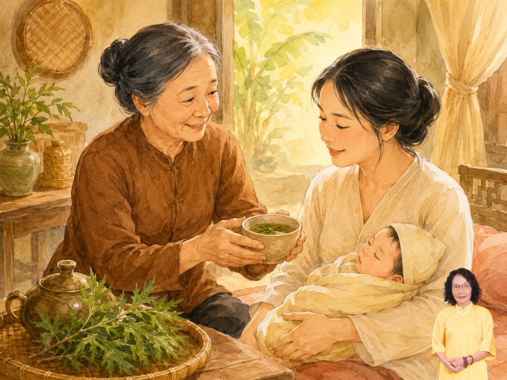 Mẹ bầu sau sinh uống lá đinh lăng Mẹ bầu sau sinh uống lá đinh lăng